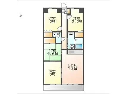 コニファープラザ新福(4LDK/7階)の間取り写真