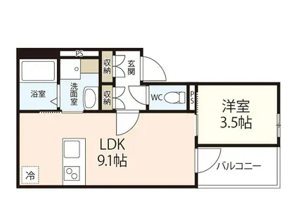 REGALE 神田町(1LDK/3階)の間取り写真