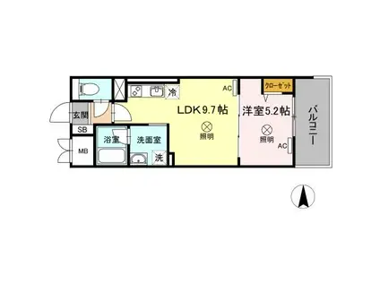 TWIN TOWERS AZUKI(1LDK/6階)の間取り写真