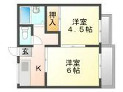 アネックスあゆみ南棟(2K/1階)の間取り写真