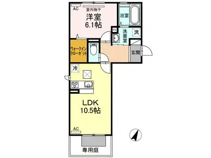 ガーデン五反田(1LDK/1階)の間取り写真