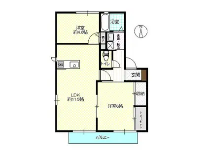 キャトルセゾンG(2LDK/2階)の間取り写真