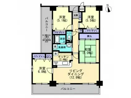 サーパス藤原西町(4LDK/8階)の間取り写真