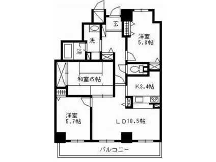 ファミールタワープラザ岡山イーストタワー(3LDK/11階)の間取り写真