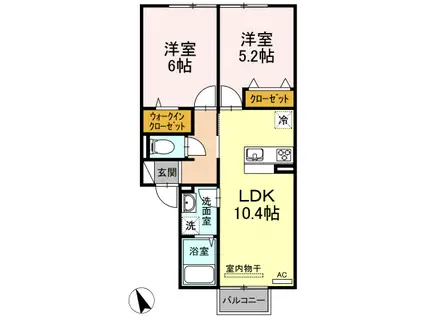 カリーノひな(2LDK/2階)の間取り写真