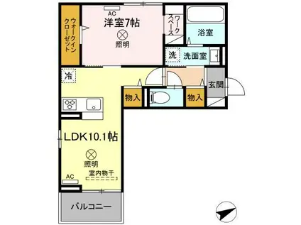 トリシア原尾島(1LDK/3階)の間取り写真