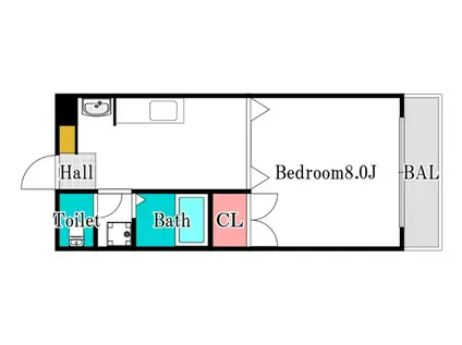 ディアーライフ奥田(1DK/3階)の間取り写真