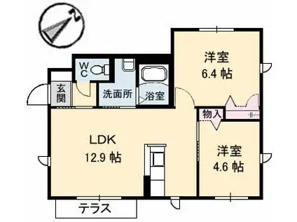 シャーメゾンフロレセル(2LDK/1階)の間取り写真