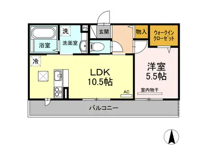 グランシャリオ B棟(1LDK/1階)の間取り写真