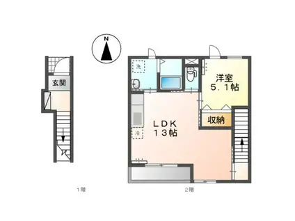 ヴァンヴェールⅡ(1LDK/2階)の間取り写真