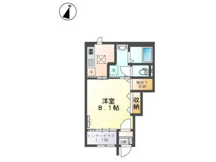 ブルーム テラス(1K/1階)の間取り写真