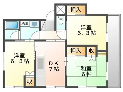 ルネ津島(3DK/1階)の間取り写真