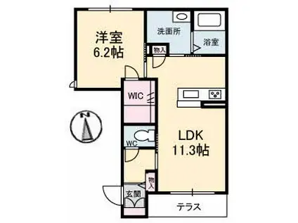 シャーメゾン ノア A棟(1LDK/1階)の間取り写真