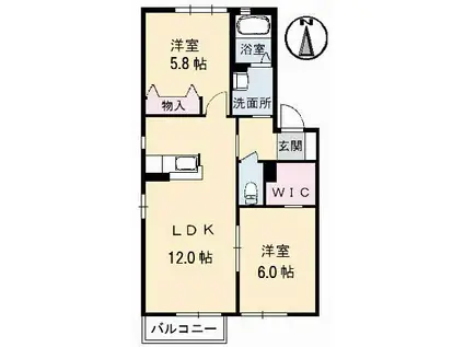 ラ・パルテール平井 弐番館(2LDK/1階)の間取り写真