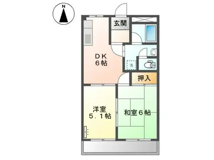 フレンディセキ(2DK/1階)の間取り写真