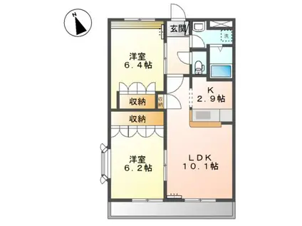 フローラルコンフォース(2LDK/1階)の間取り写真