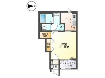 マロンクレスト A(1K/1階)の間取り写真