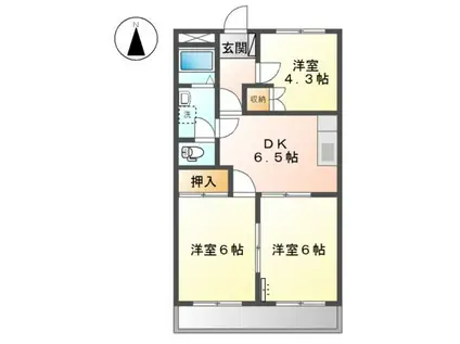 ヴィンテージ・プレイス(3DK/2階)の間取り写真