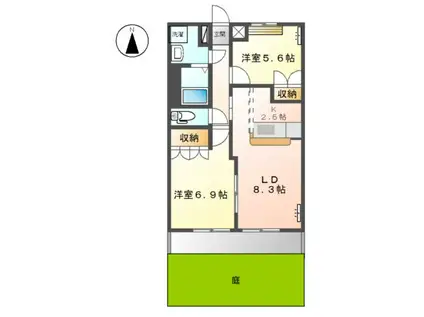 ベルメゾン(2LDK/1階)の間取り写真