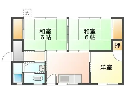 赤穂線 大多羅駅 徒歩22分 1階建 築35年(3DK)の間取り写真