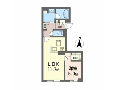 ヴィアソーレ(1LDK/1階)の間取り写真