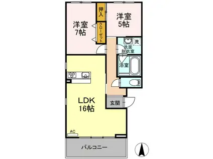コートラベンダー北長瀬(2LDK/3階)の間取り写真