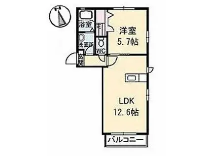 ラ・ヴィータ国富弐番館(1LDK/1階)の間取り写真