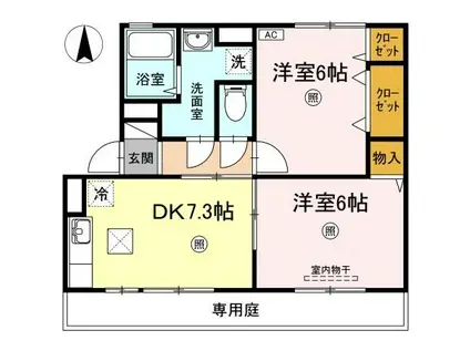 アルテール吉田(2DK/1階)の間取り写真