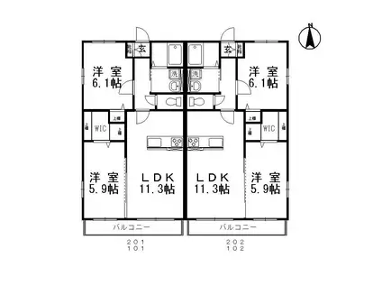 ドミールイノウエ(2LDK/2階)の間取り写真