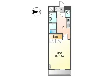 サンユニバースガルデン(1K/2階)の間取り写真