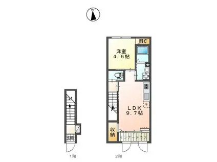ウィステリアⅦ(1LDK/2階)の間取り写真