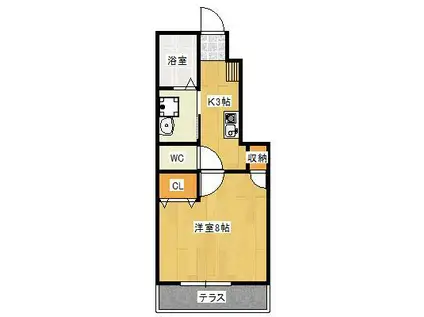 RELUXIA(1K/1階)の間取り写真