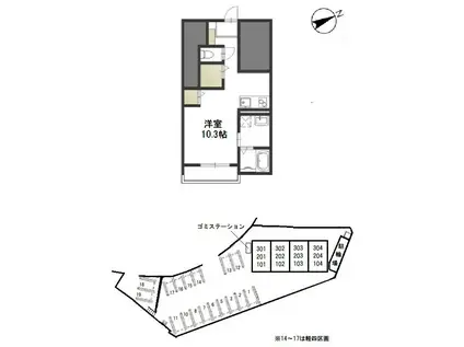 セキドア(ワンルーム/1階)の間取り写真