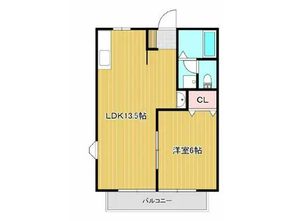 アビタシオンくわの(1LDK/1階)の間取り写真