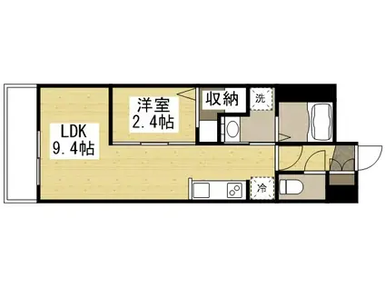 月光 岡山旭東町(1LDK/1階)の間取り写真