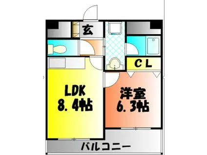 ラ・メゾン・セピア(1LDK/2階)の間取り写真