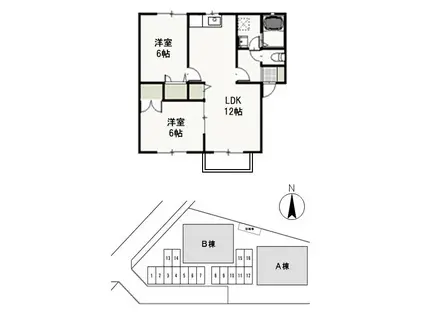 ヴェッセルA(2LDK/2階)の間取り写真