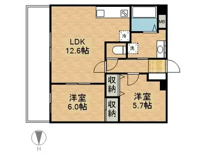 VIENTO原尾島(2LDK/3階)の間取り写真
