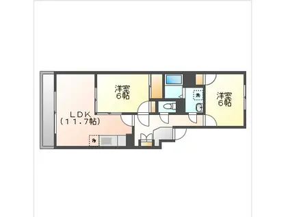 エクセル原尾島(2LDK/1階)の間取り写真