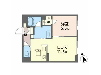 リバーサイド ハナ(1LDK/1階)の間取り写真