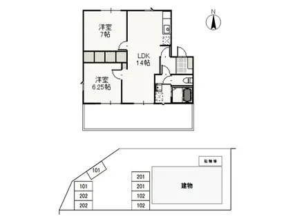 ブルーベリーパレス(2LDK/1階)の間取り写真