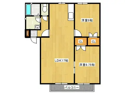 ベルデ高石 A棟(2LDK/2階)の間取り写真