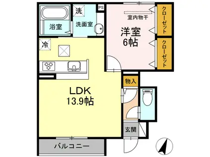 プレミール(1LDK/1階)の間取り写真