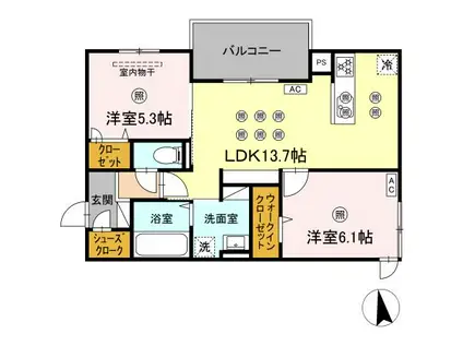 アネックスV(2LDK/2階)の間取り写真