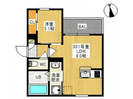 REGALEST JM 青江(1LDK/3階)の間取り写真