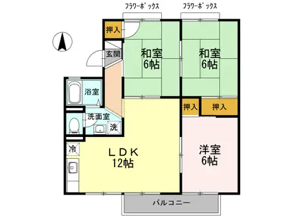 サンライズ原田A棟(3LDK/2階)の間取り写真