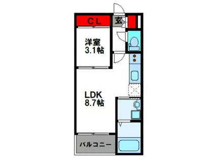 REGALEST 門田屋敷(1LDK/1階)の間取り写真