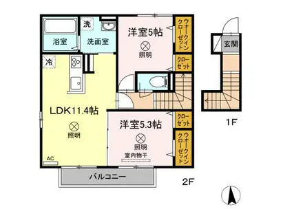 エマーブルMC(2LDK/2階)の間取り写真