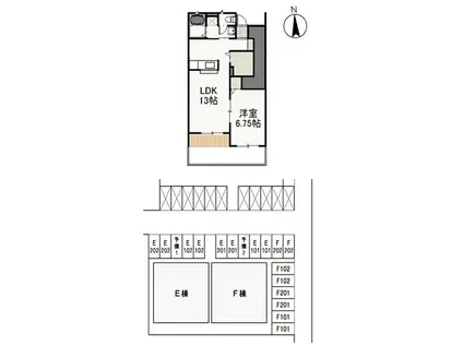 ファミーユ・ビボF(1LDK/1階)の間取り写真