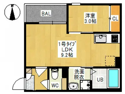 REGALEST 神宮寺(1LDK/2階)の間取り写真